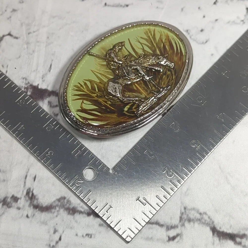 Belt Buckle Native American‎ Warrior on Horse